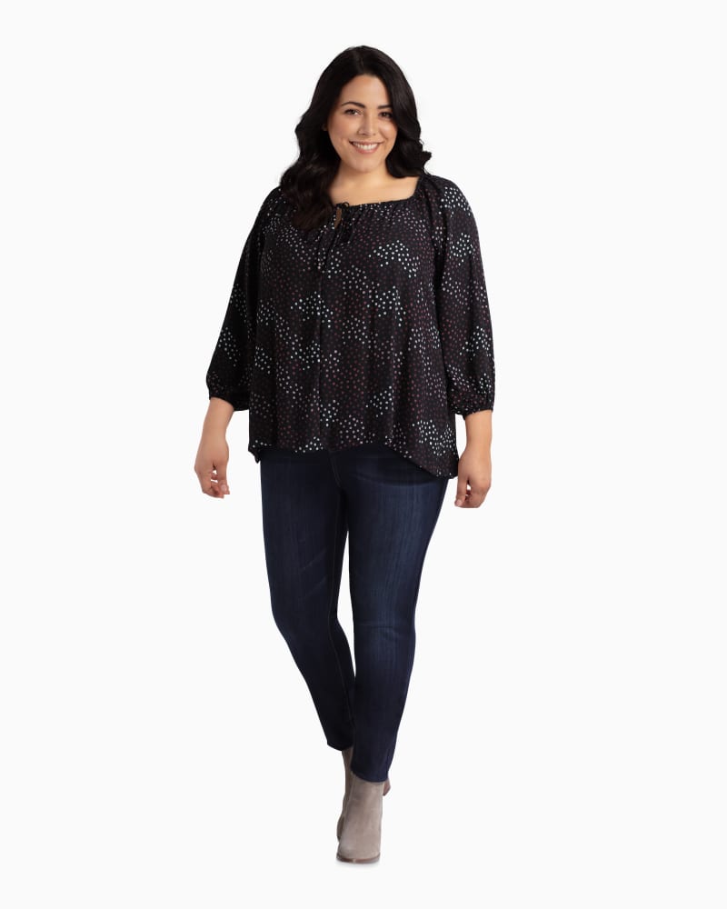 Plus size model with rectangle body shape wearing Marisela Peasant Blouse by Downing Studio | Dia&Co | dia_product_style_image_id:112341